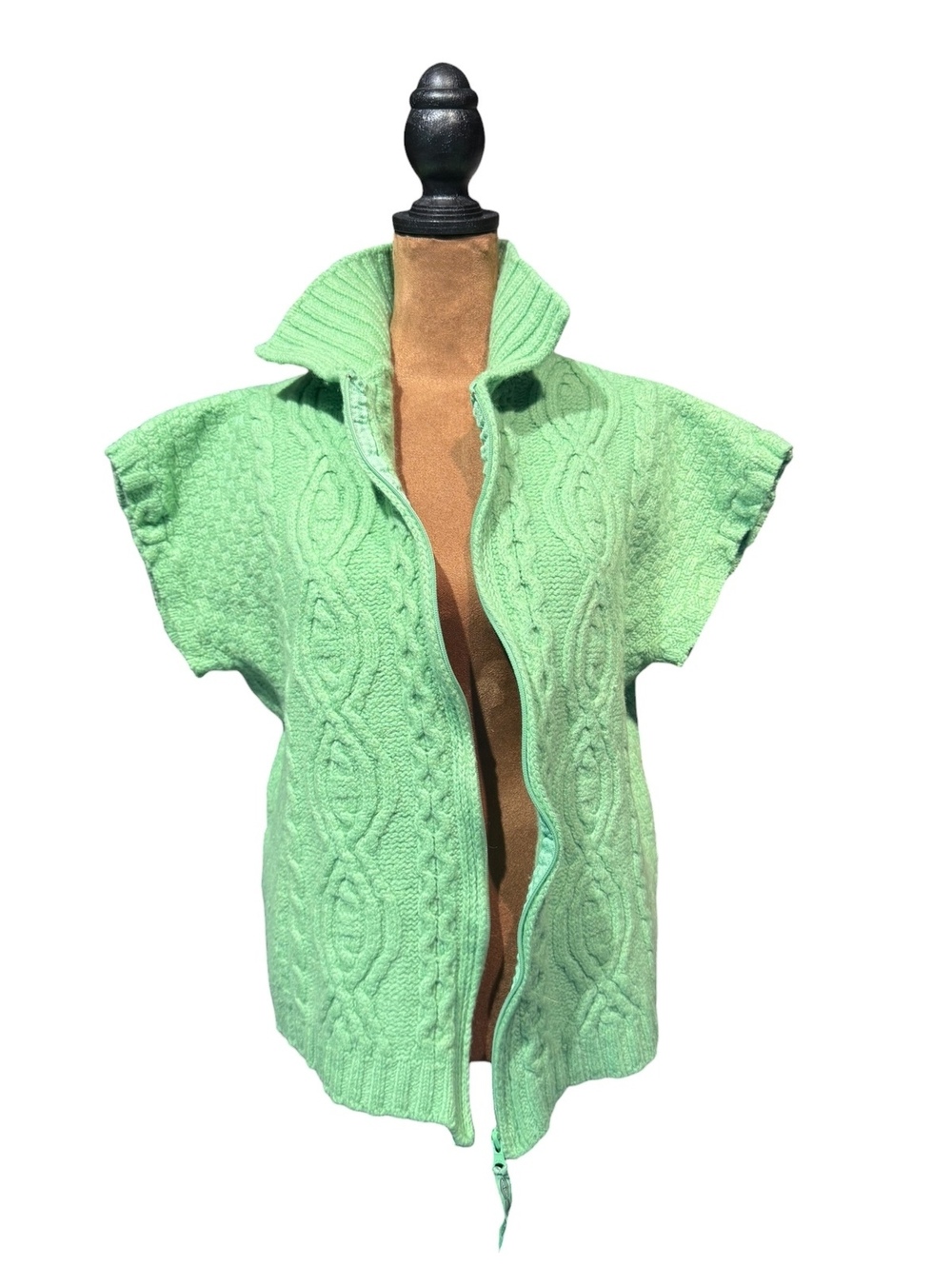 Vintage Aran Crafts Ireland 100% Merino Wool Green Short-Sleeve